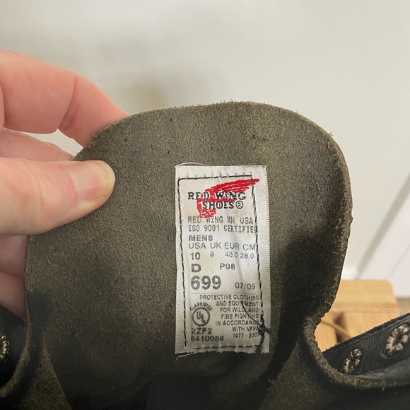 Red Wing Logger Firefighter model 699 Men’s 10d Black Leather Boots - Picture 8 of 10